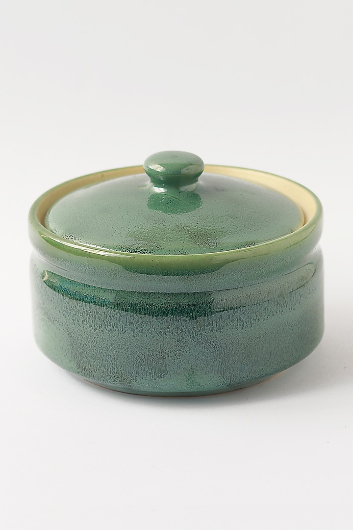Green Stoneware Curd Setter by VATA LIVING at Pernia's Pop Up Shop