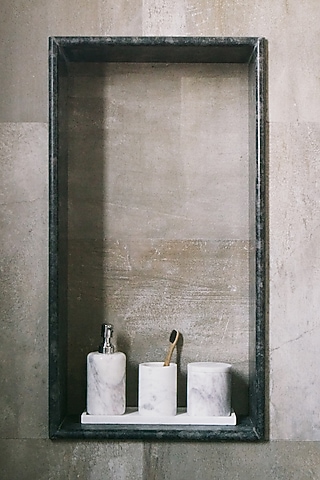 Ivory Marble Bathroom Set (Set of 4) by VATA LIVING