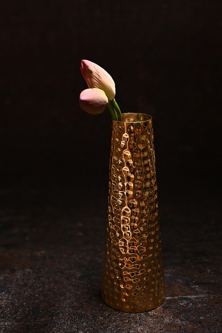 Golden Handmade Brass Vase by VATA LIVING at Pernia's Pop Up Shop