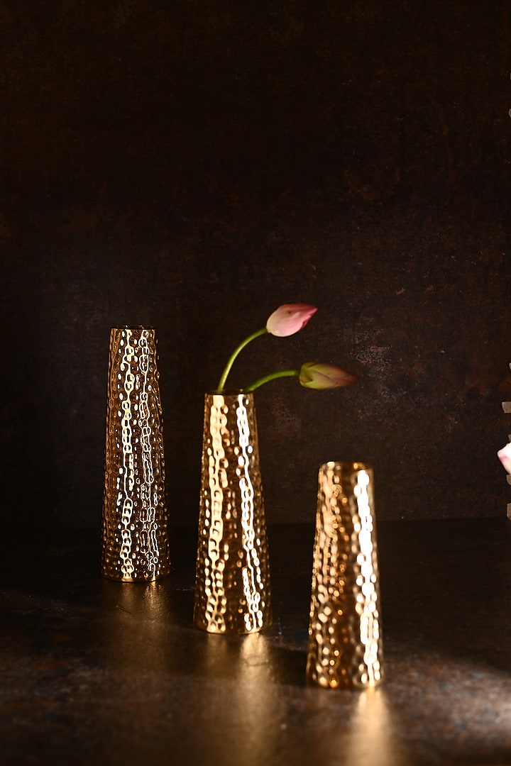 Golden Handmade Brass Vase by VATA LIVING at Pernia's Pop Up Shop