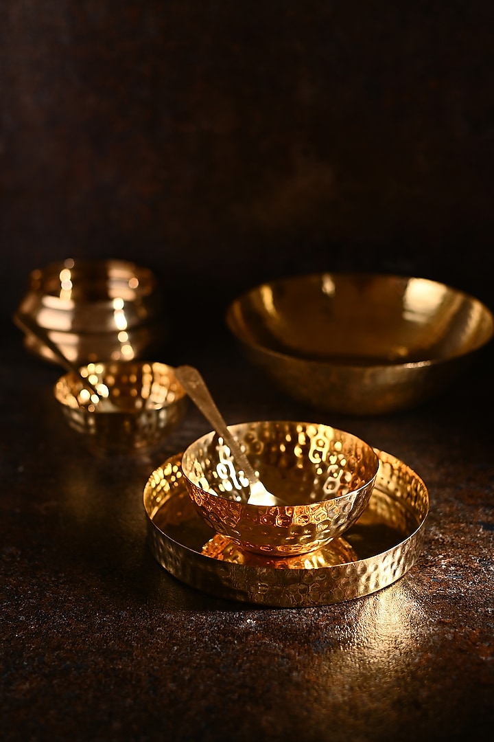 Golden Brass Snack Set (Set of 5) by VATA LIVING