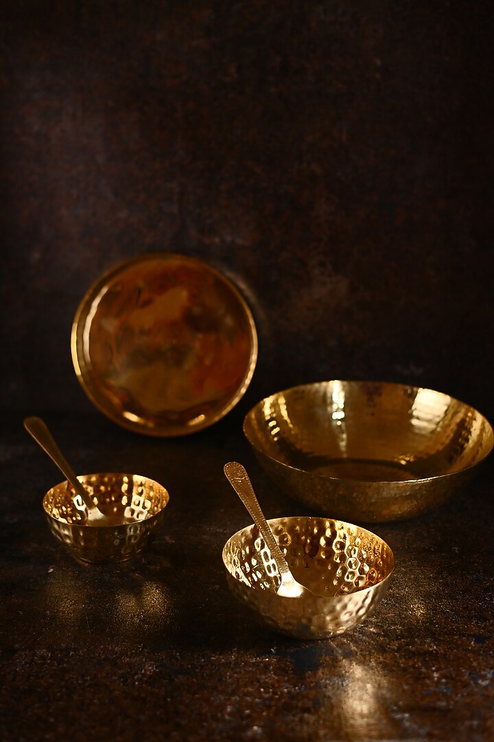 Golden Brass Snack Set (Set of 5) by VATA LIVING at Pernia's Pop Up Shop