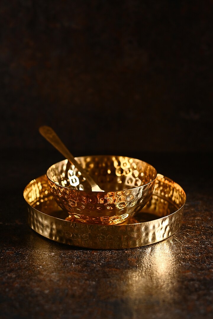 Golden Brass Snack Set (Set of 5) by VATA LIVING at Pernia's Pop Up Shop