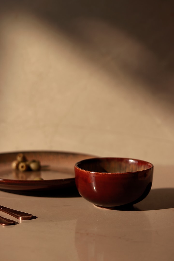 Brown Stoneware Dinner Set (Set of 8) by VATA LIVING at Pernia's Pop Up Shop