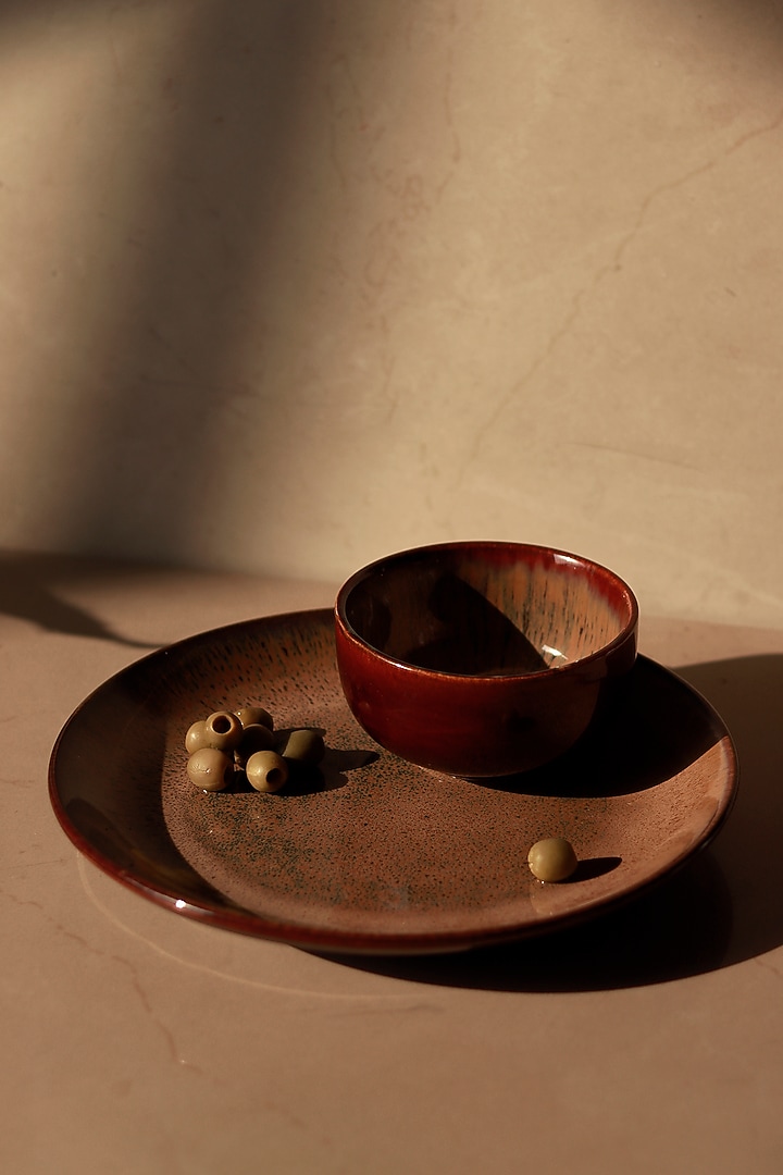 Brown Stoneware Dinner Set (Set of 8) by VATA LIVING at Pernia's Pop Up Shop