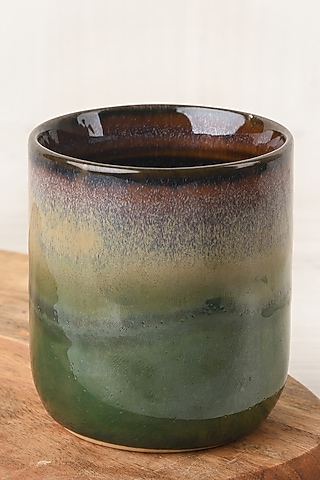 Moss Green Stoneware Tumblers (Set of 2) by VATA LIVING