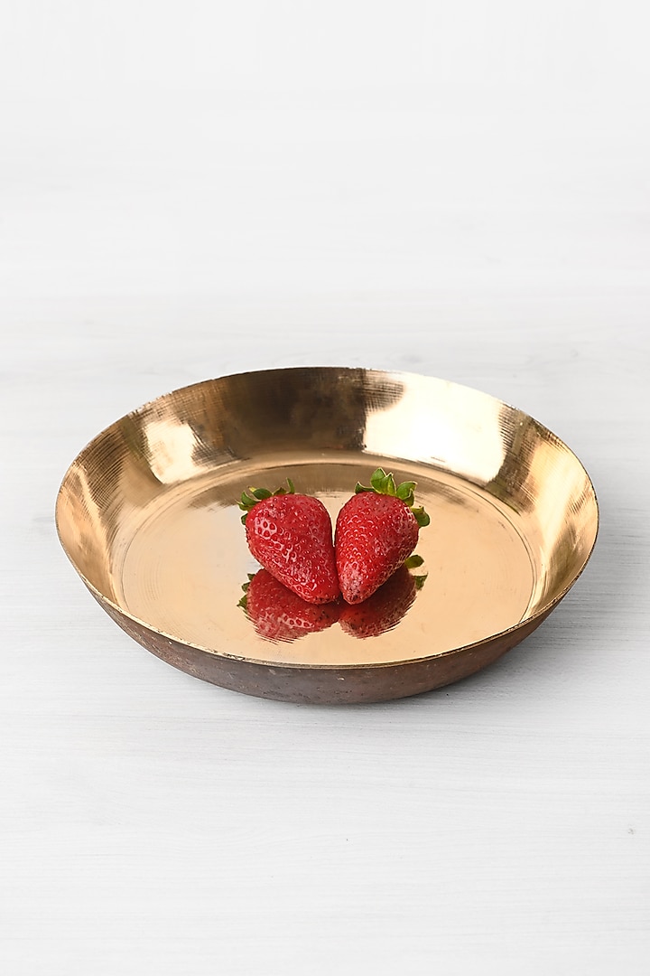 Gold Pure Kansa Pasta Plates (Set of 2) by VATA LIVING at Pernia's Pop Up Shop