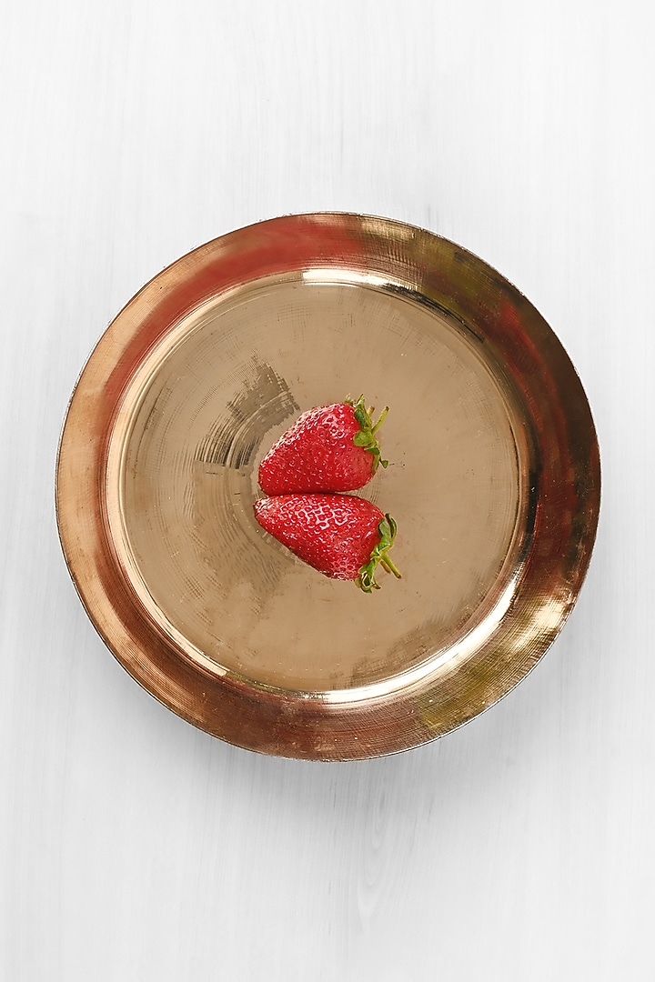 Gold Pure Kansa Pasta Plates (Set of 2) by VATA LIVING at Pernia's Pop Up Shop