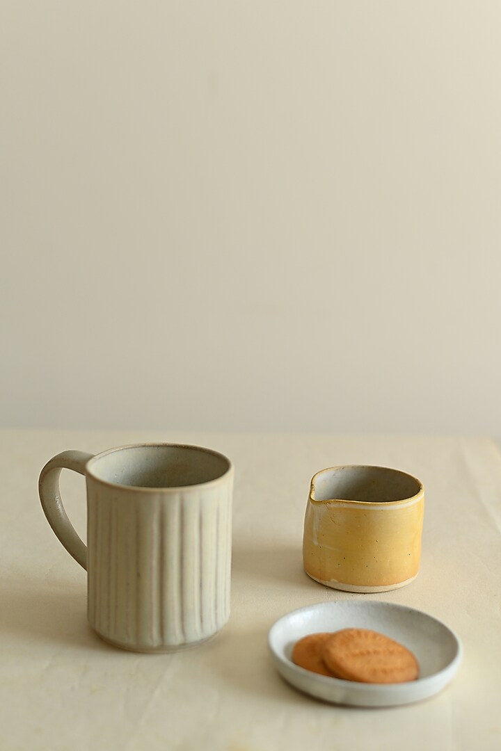White Stoneware Mug (Set of 2) by VATA LIVING at Pernia's Pop Up Shop