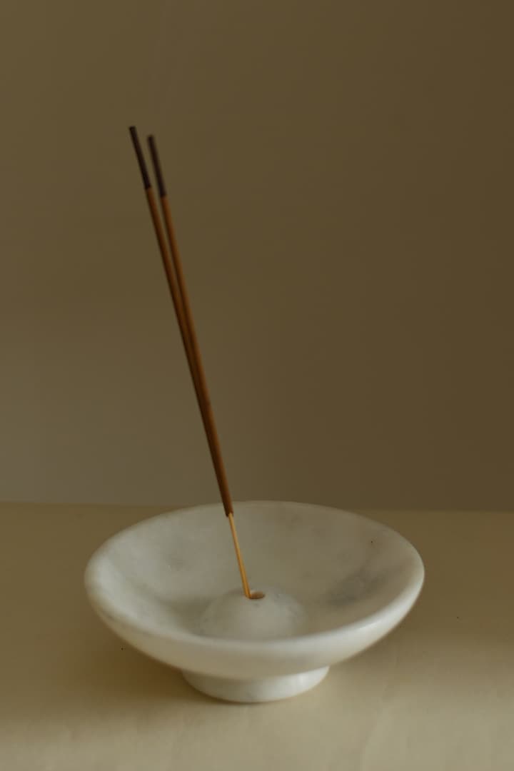 White Marble Incense Holder by VATA LIVING