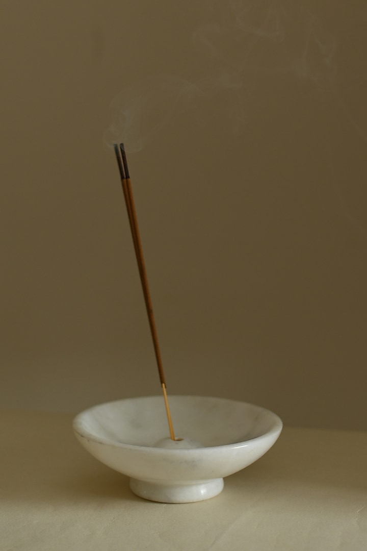 White Marble Incense Holder by VATA LIVING at Pernia's Pop Up Shop