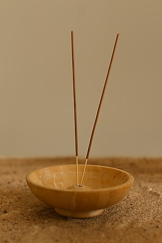 Beige Sandstone Incense Holder by VATA LIVING