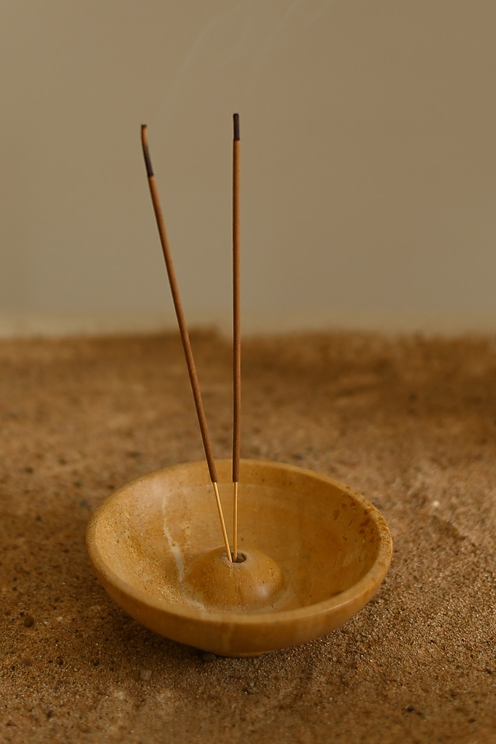 Beige Sandstone Incense Holder by VATA LIVING at Pernia's Pop Up Shop