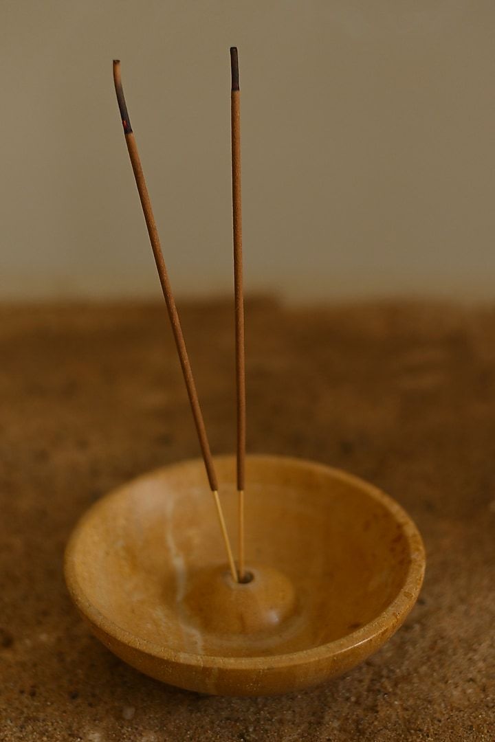 Beige Sandstone Incense Holder by VATA LIVING at Pernia's Pop Up Shop