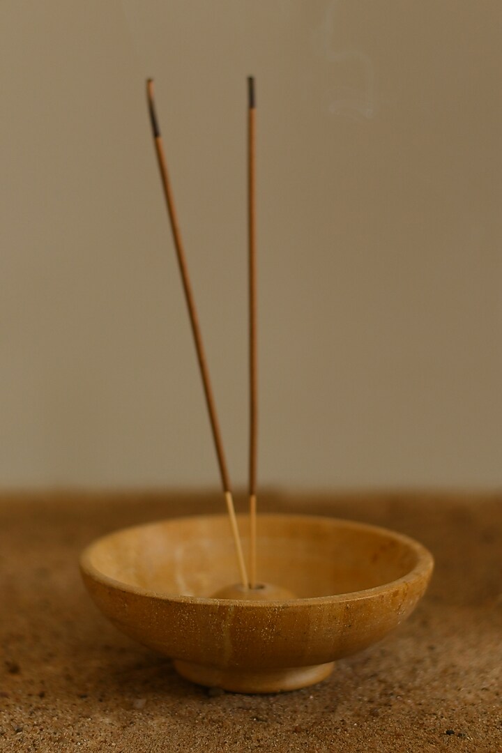Beige Sandstone Incense Holder by VATA LIVING at Pernia's Pop Up Shop