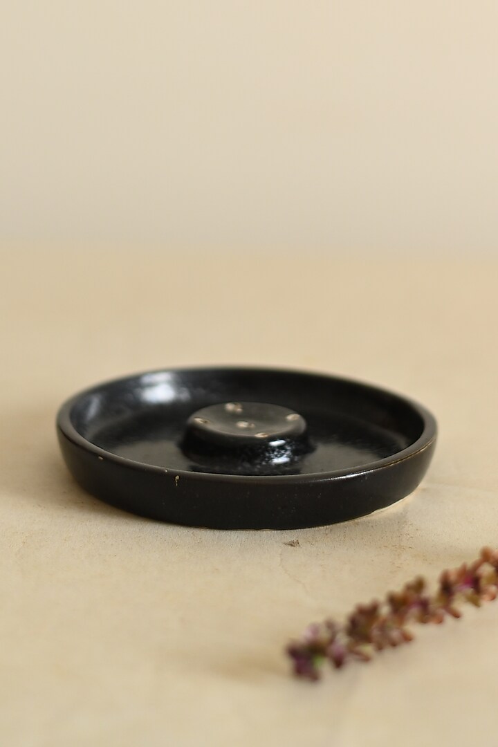 Black Stoneware Incense Holder by VATA LIVING at Pernia's Pop Up Shop