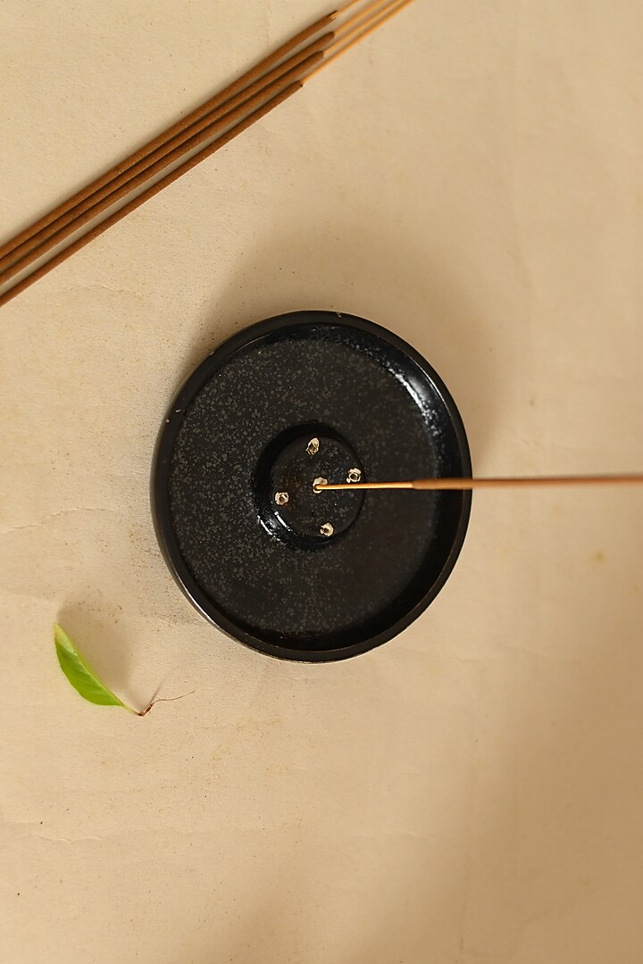 Black Stoneware Incense Holder by VATA LIVING at Pernia's Pop Up Shop