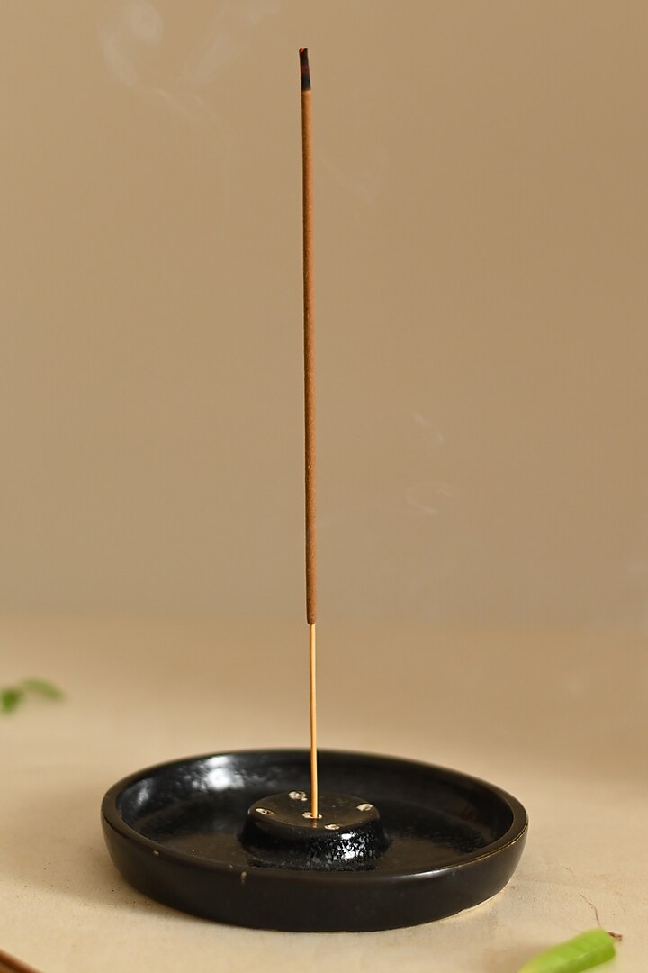 Black Stoneware Incense Holder by VATA LIVING at Pernia's Pop Up Shop