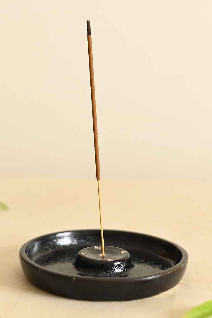 Black Stoneware Incense Holder by VATA LIVING at Pernia's Pop Up Shop