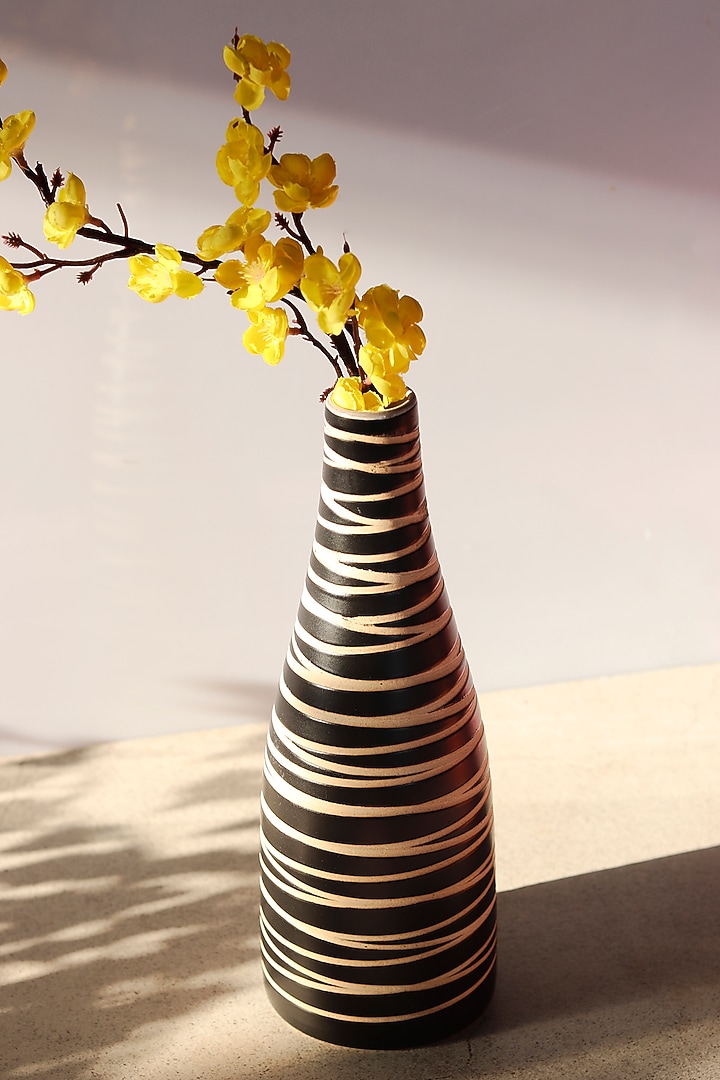 Black Stoneware Vase by VATA LIVING at Pernia's Pop Up Shop