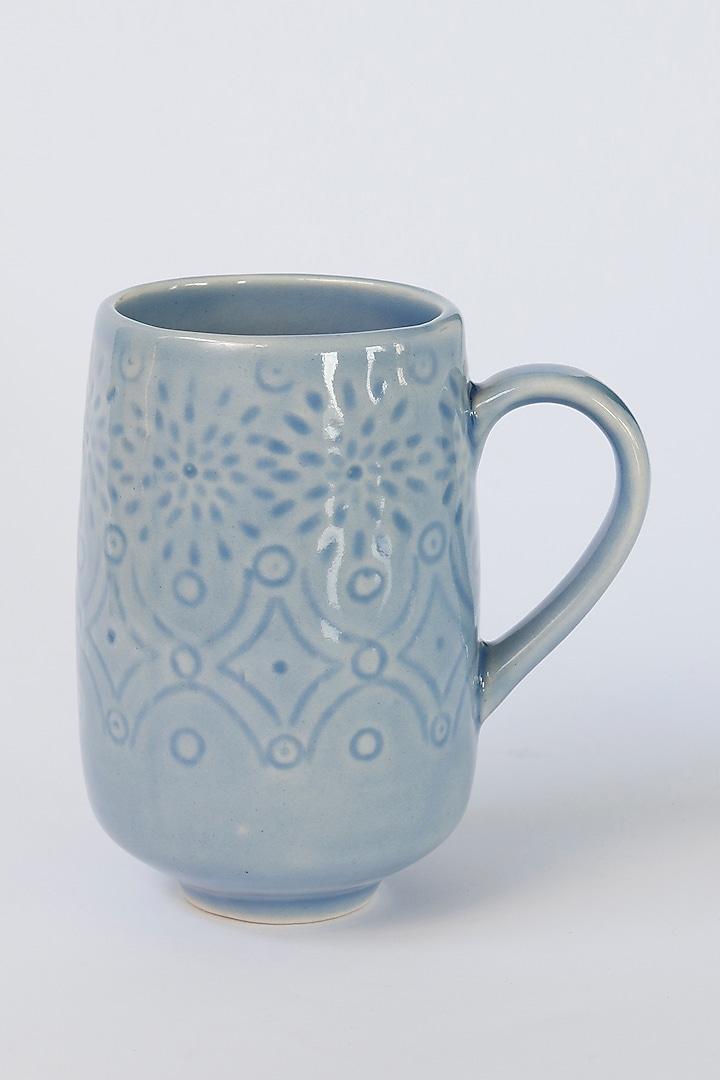 Light Blue Stoneware Mug (Set of 2) by VATA LIVING at Pernia's Pop Up Shop