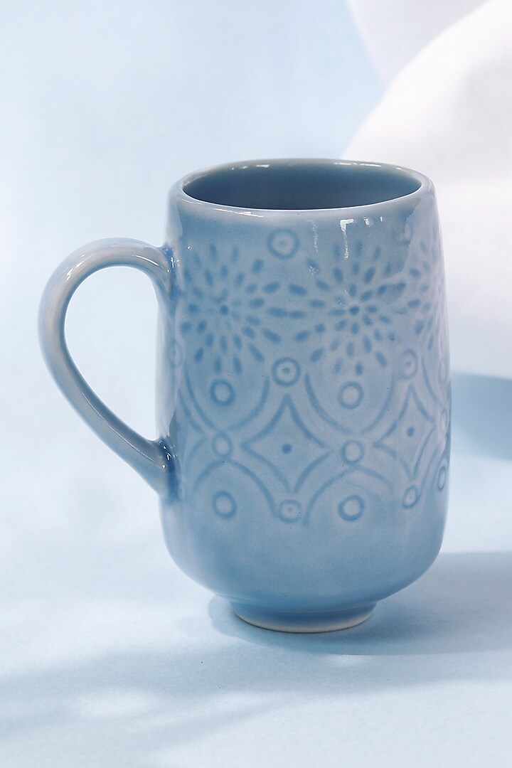 Light Blue Stoneware Mug (Set of 2) by VATA LIVING at Pernia's Pop Up Shop