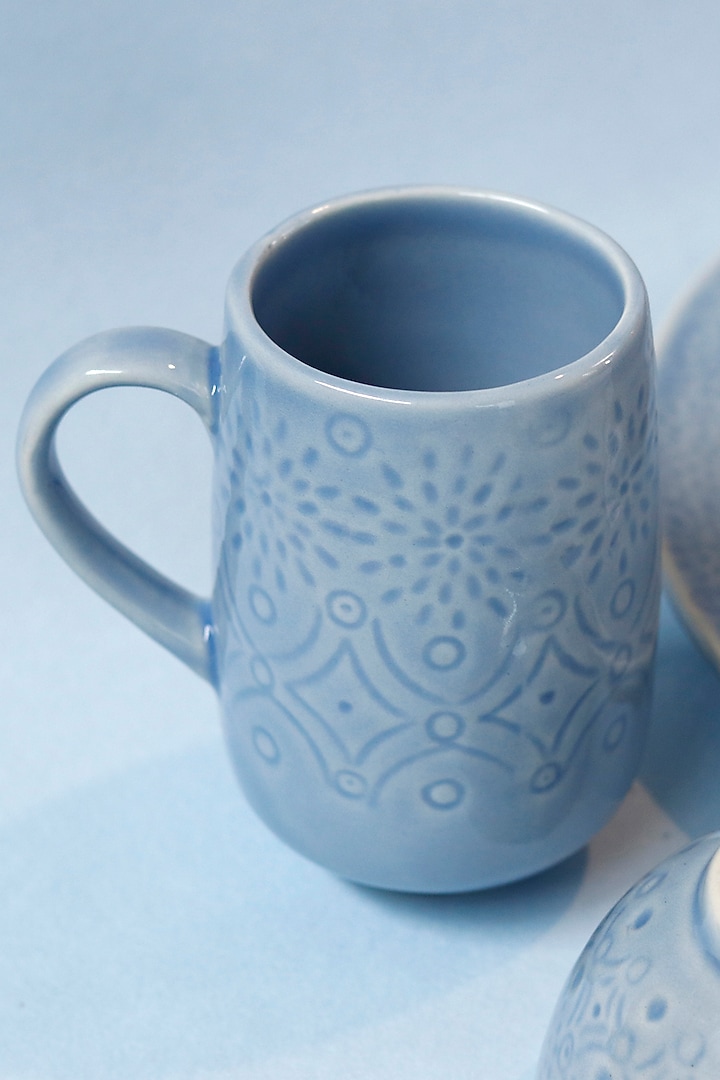 Light Blue Stoneware Dinner Set (Set of 20) by VATA LIVING at Pernia's Pop Up Shop