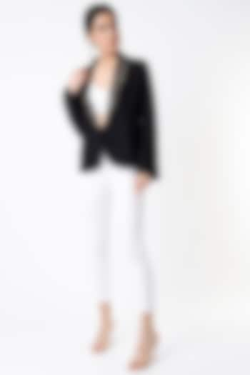 Black Embellished Blazer by Varsha Wadhwa