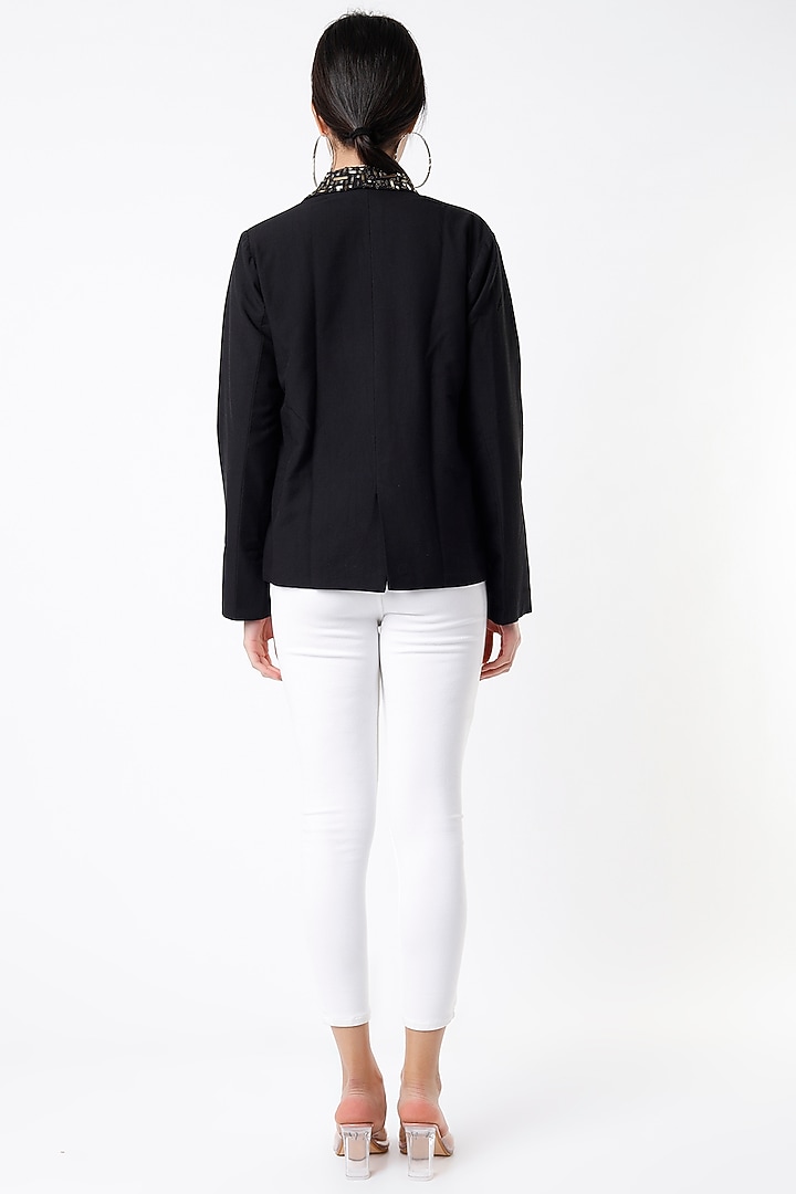Black Embellished Blazer by Varsha Wadhwa at Pernia's Pop Up Shop