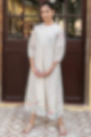 Porcelain White Embroidered Summer Dress by Vaayu at Pernia's Pop Up Shop