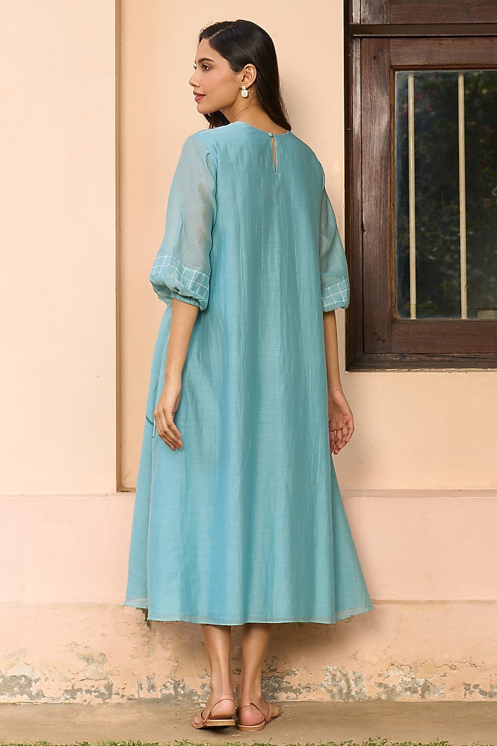 Powder Blue Muslin Cotton Summer Dress by Vaayu at Pernia's Pop Up Shop
