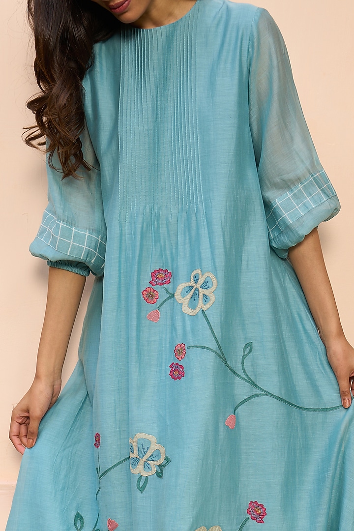 Powder Blue Muslin Cotton Summer Dress by Vaayu at Pernia's Pop Up Shop