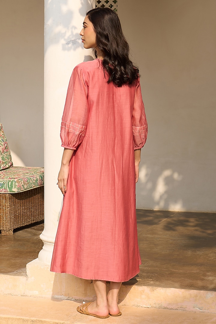 Hibiscus-Colored Muslin Cotton Summer Dress by Vaayu at Pernia's Pop Up Shop