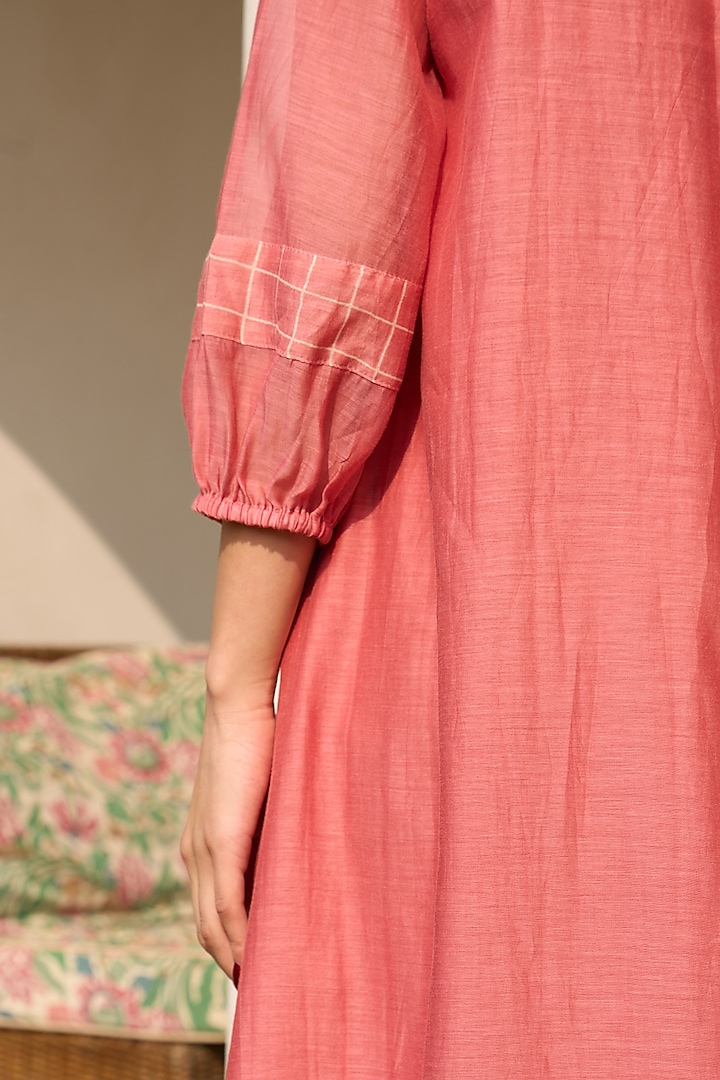 Hibiscus-Colored Muslin Cotton Summer Dress by Vaayu at Pernia's Pop Up Shop