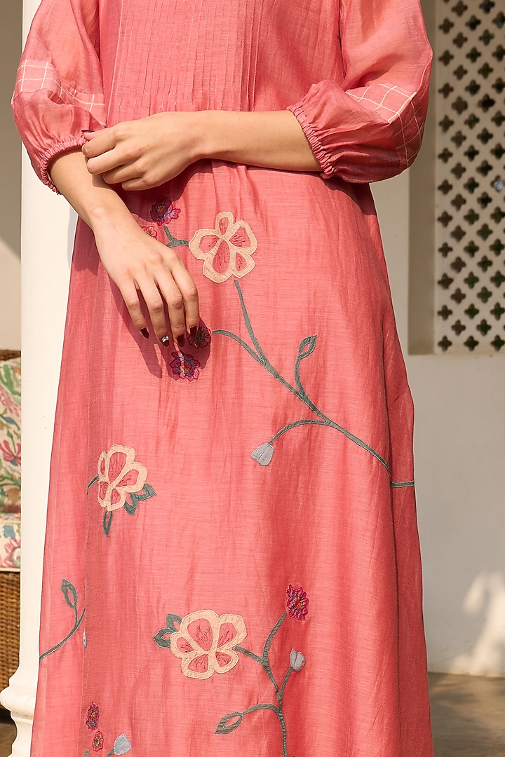 Hibiscus-Colored Muslin Cotton Summer Dress by Vaayu at Pernia's Pop Up Shop