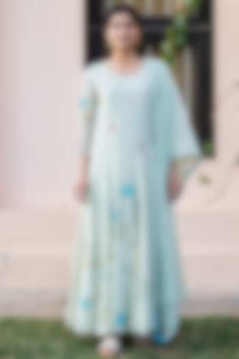 Sage Green Embroidered Anarkali Set by Vaayu at Pernia's Pop Up Shop