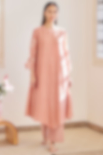 Pastel Hibiscus Cotton Muslin Printed Kurta Set by Vaayu at Pernia's Pop Up Shop