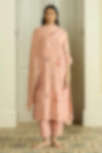 Blossom Muslin Cotton Floral Printed & Embroidered Kurta Set by Vaayu at Pernia's Pop Up Shop