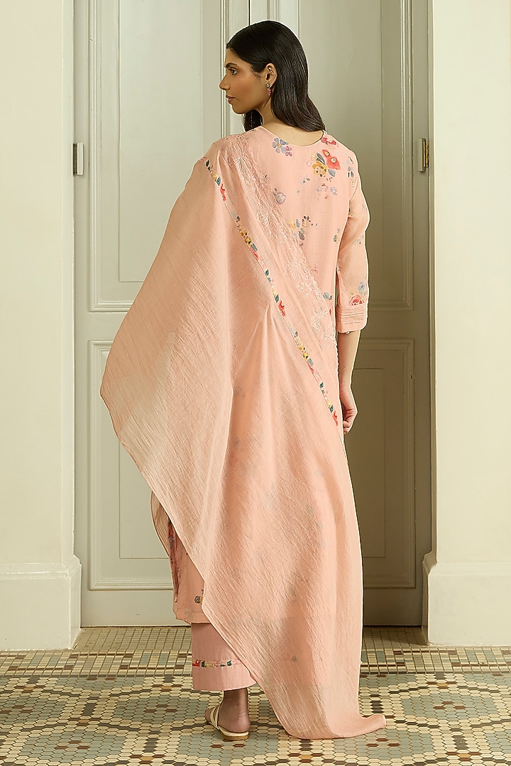 Blossom Muslin Cotton Floral Printed & Embroidered Kurta Set by Vaayu at Pernia's Pop Up Shop