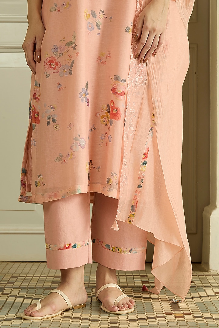 Blossom Muslin Cotton Floral Printed & Embroidered Kurta Set by Vaayu at Pernia's Pop Up Shop