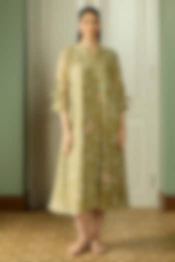 Meadow Muslin Cotton Floral Printed & Embroidered Summer Dress by Vaayu at Pernia's Pop Up Shop