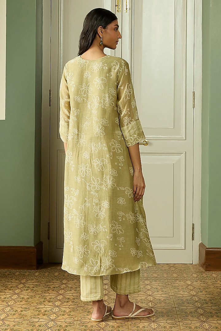 Blossom Muslin Cotton Floral Printed & Embroidered Co-Ord Set by Vaayu at Pernia's Pop Up Shop