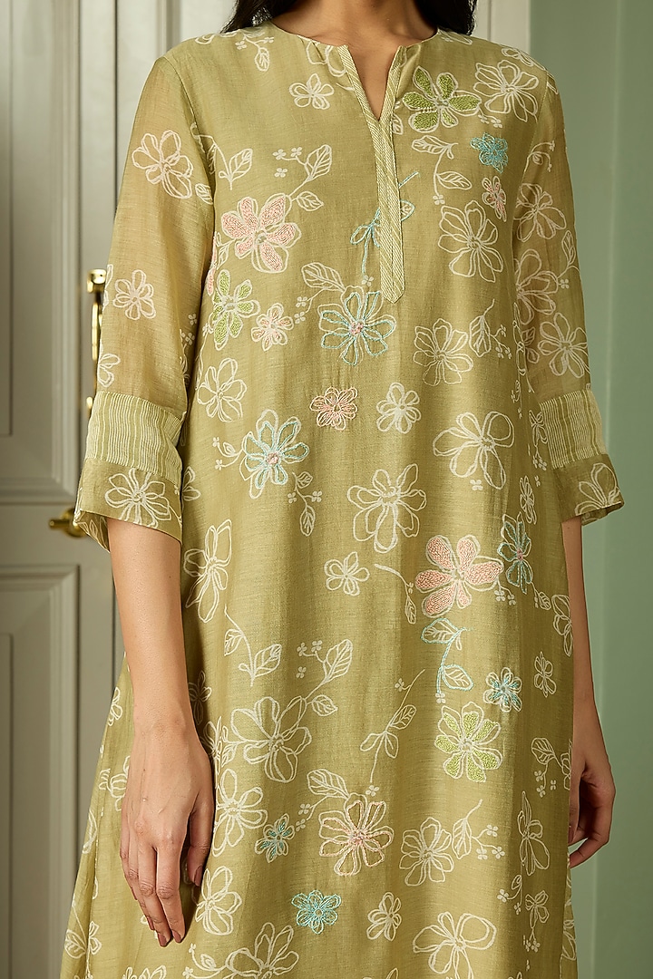 Blossom Muslin Cotton Floral Printed & Embroidered Co-Ord Set by Vaayu at Pernia's Pop Up Shop
