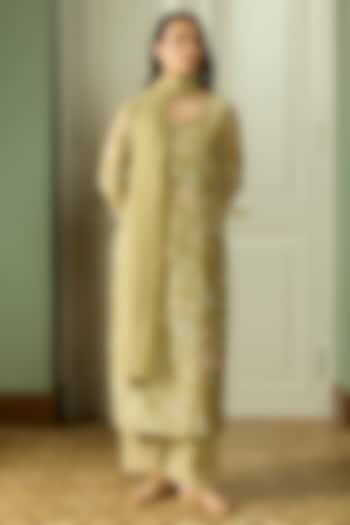 Meadow Muslin Cotton Floral Printed & Embroidered Kurta Set by Vaayu at Pernia's Pop Up Shop