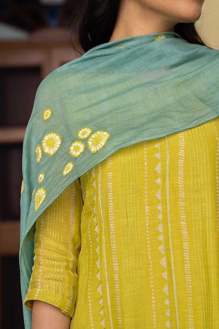 Luminous Lime Embroidered Kurta Set main image 0