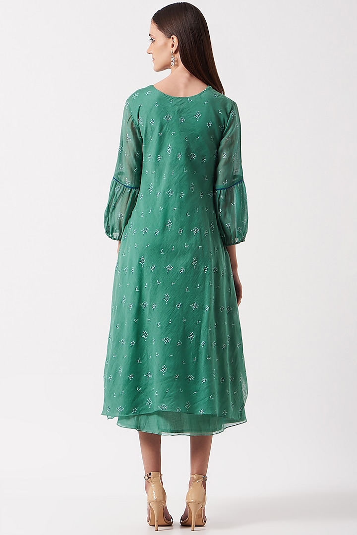 Green Floral Printed Dress by Vaayu
