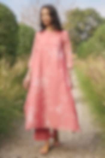 Tulip Pink Muslin Cotton Floral Printed Co-Ord Set by Vaayu at Pernia's Pop Up Shop