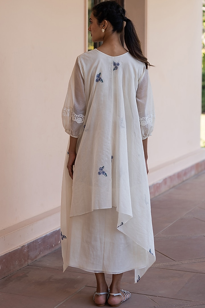 Ivory Thread Embroidered Summer Dress by Vaayu at Pernia's Pop Up Shop