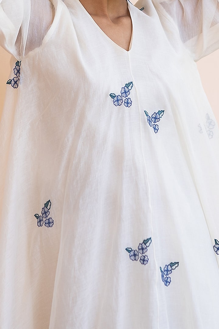 Ivory Thread Embroidered Summer Dress by Vaayu at Pernia's Pop Up Shop