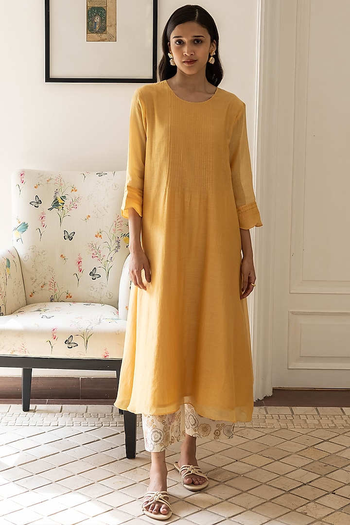 Canary Yellow Muslin Cotton Co-Ord Set by Vaayu at Pernia's Pop Up Shop